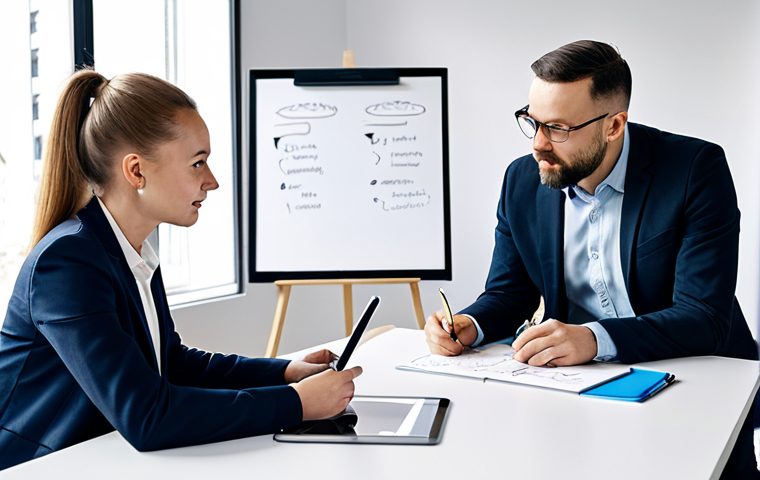 A diverse group of three Polish business professionals, fully clothed in modest, professional business attire, actively collaborating around a minimalist white table in a bright, modern co-working space. They are intensely focused, brainstorming ideas, with a digital tablet and a few simple sketches on a whiteboard behind them. The scene captures the energy of a startup team creatively problem-solving under pressure. Perfect anatomy, correct proportions, natural pose, well-formed hands, proper finger count, natural body proportions, safe for work, appropriate content, fully clothed, family-friendly.